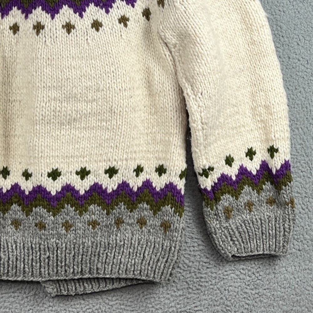 Imbabura Cardigan Cover Sweater Shawl 100% Wool Fair Isle Chunky Knit Womens M - Picture 7 of 11